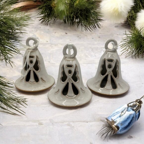3 Martha Cole Pottery Angel Cutout Christmas Bells Seagrove, NC Signed 2007 - Picture 1 of 16